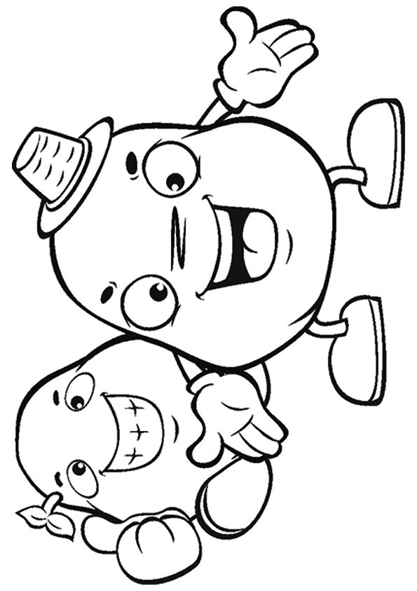 Happy Cartoon Potatoes Coloring Page - Free Printable Coloring Pages