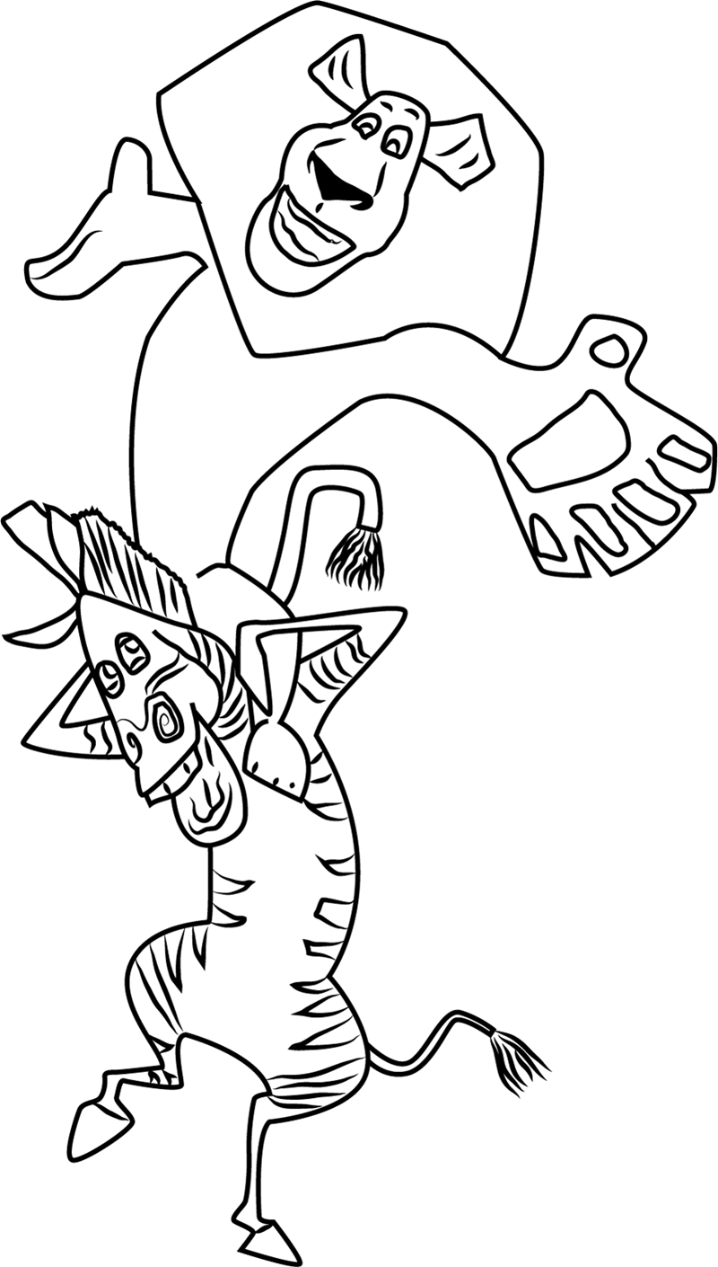 Download Marty Piggybacking Alex Coloring Page - Free Printable Coloring Pages for Kids