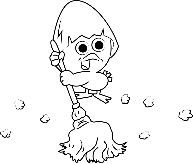 Calimero Doing Housework Coloring Page - Free Printable Coloring Pages