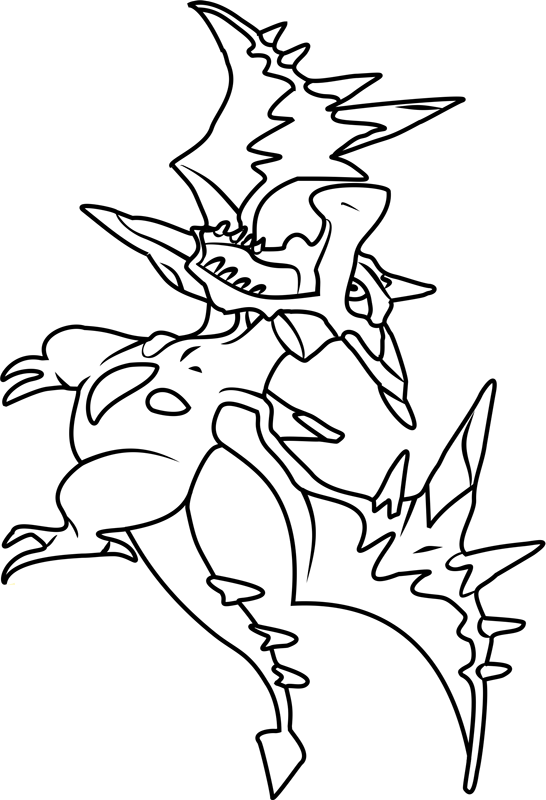 Mega Aerodactyl Flying Coloring Page - Free Printable Coloring Pages