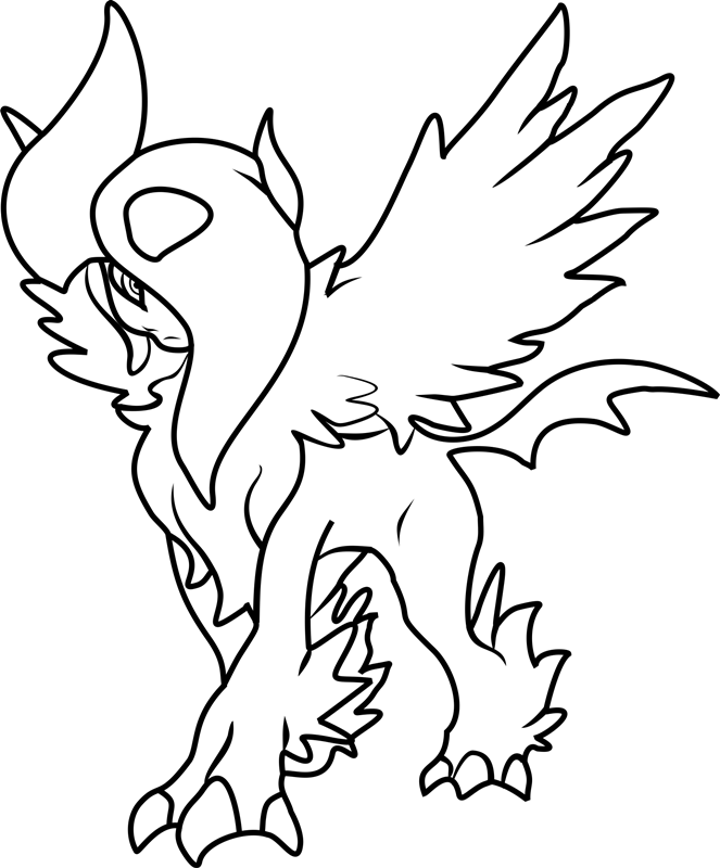 Beautiful Mega Absol Coloring Page - Free Printable Coloring Pages for Kids