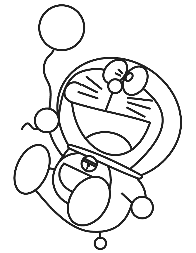 Download Doraemon With A Balloon Coloring Page - Free Printable Coloring Pages for Kids
