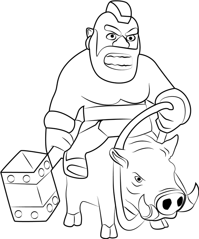 Hog Rider Riding Boar Coloring Page - Free Printable Coloring Pages for