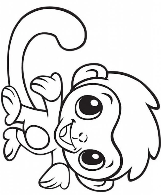 Cute Baby Monkey Coloring Page - Free Printable Coloring Pages for Kids