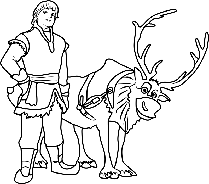 Kristoff And Sven Coloring Page - Free Printable Coloring Pages for Kids