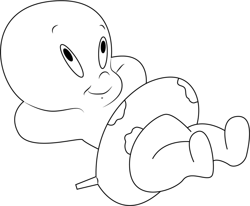 Casper In Swimming Tube Coloring Page - Free Printable Coloring Pages