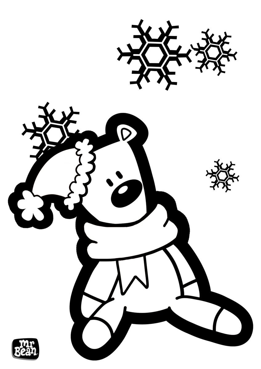 Teddy In The Winter Coloring Page - Free Printable Coloring Pages for Kids