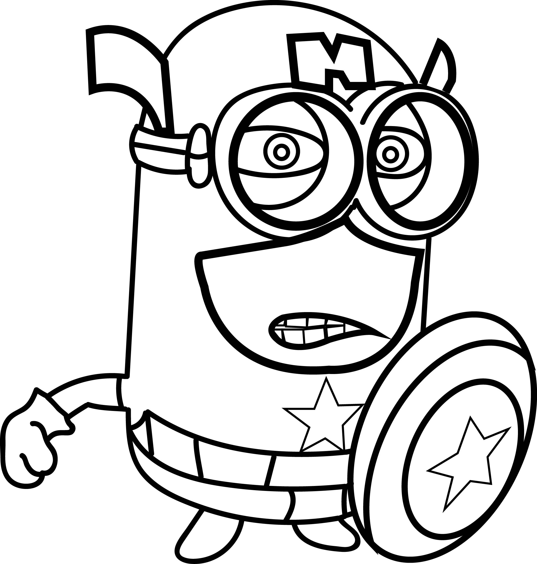 Captain America Minion Coloring Page - Free Printable Coloring Pages