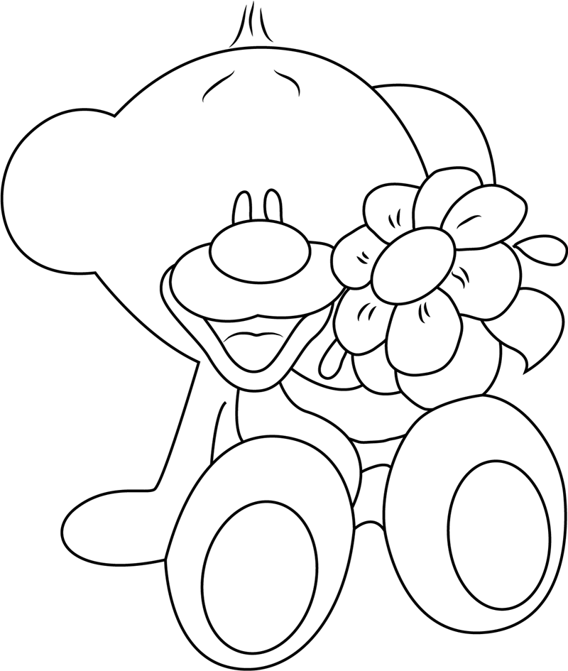 Pimboli With Flower Coloring Page - Free Printable Coloring Pages for Kids