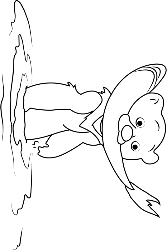 Koda Catching Fish Coloring Page - Free Printable Coloring Pages for Kids