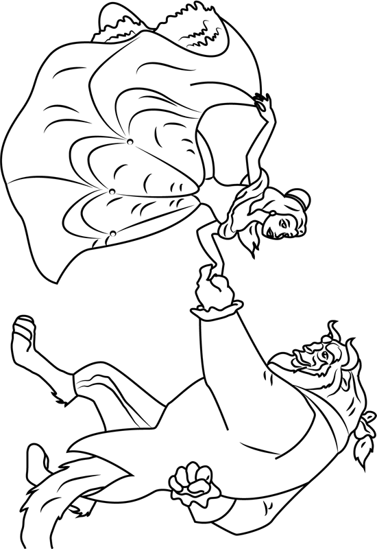 Belle And Beast Dancing Coloring Page - Free Printable Coloring Pages
