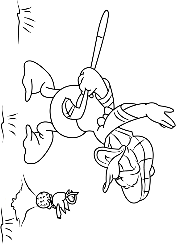 Donald Duck Playing Golf Coloring Page - Free Printable Coloring Pages