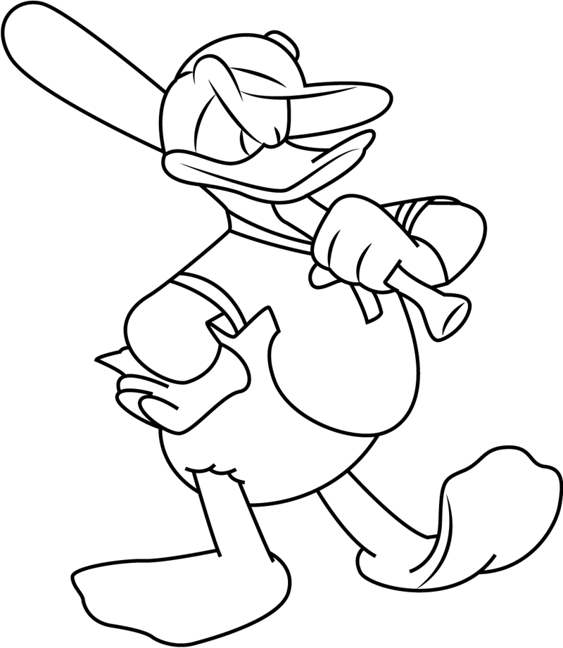 Download Donald Duck Playing Baseball Coloring Page - Free ...