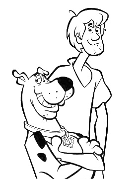 shaggy and scooby doo coloring page  free printable