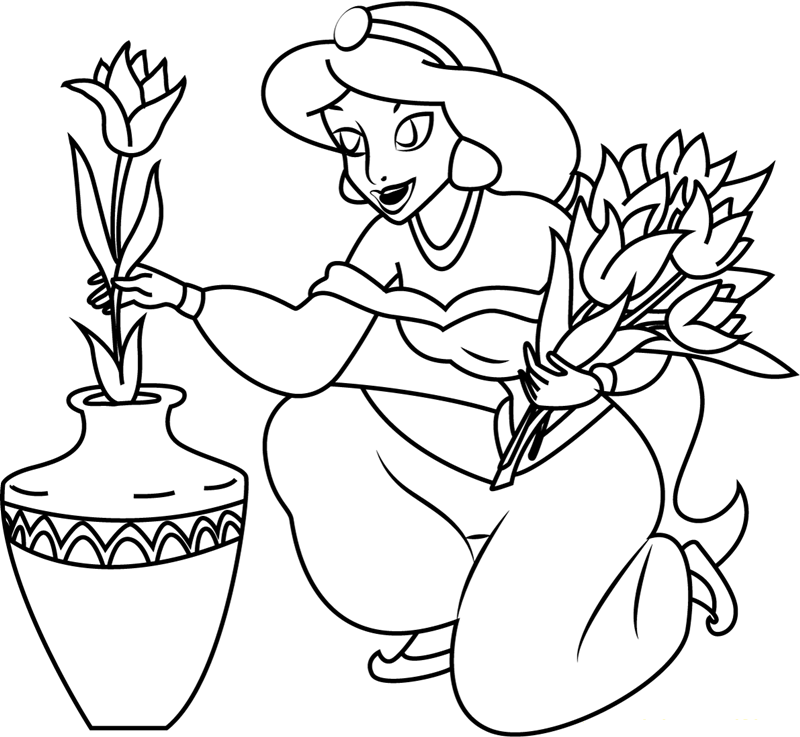 Download Jasmine With Flowers Coloring Page - Free Printable ...