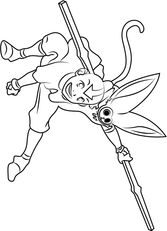 Happy Aang Coloring Page - Free Printable Coloring Pages for Kids