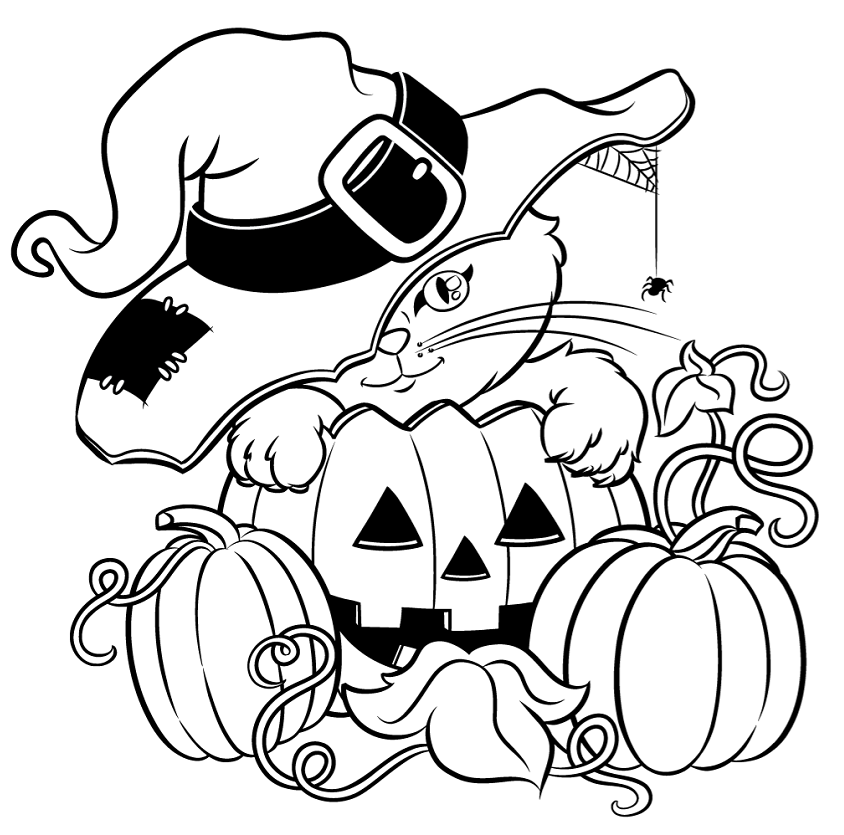 Cat Halloween Coloring Page - Free Printable Coloring Pages for Kids