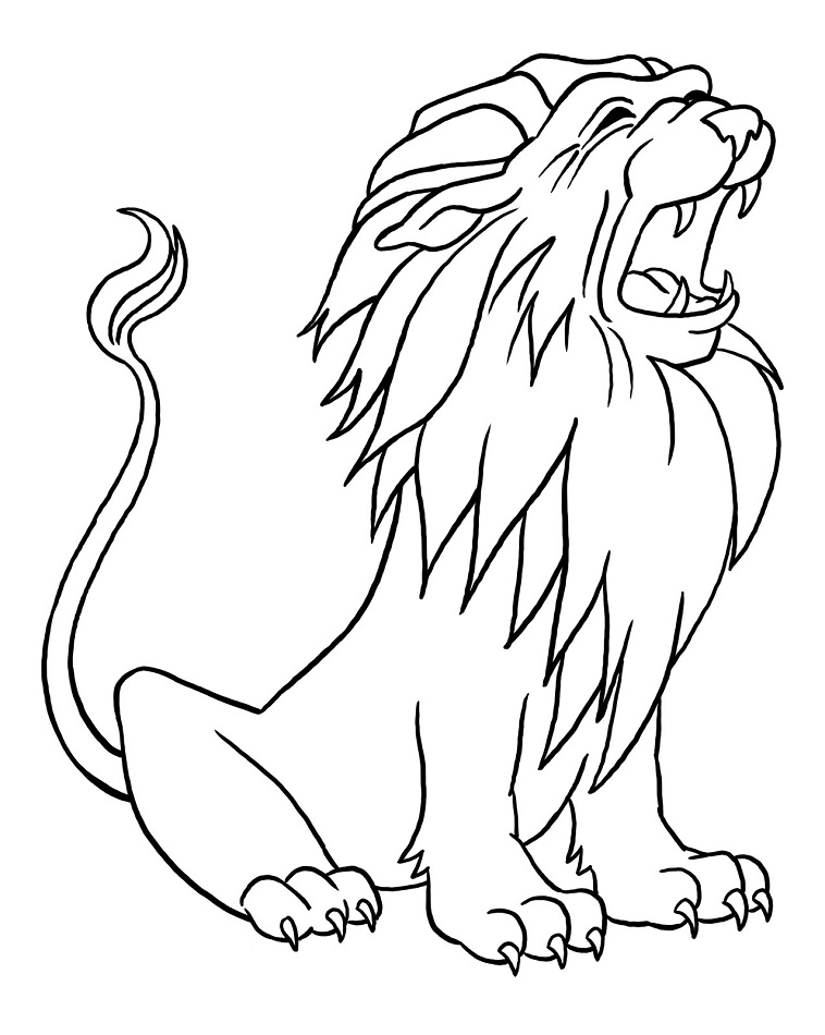 Lion Roaring Coloring Page - Free Printable Coloring Pages for Kids