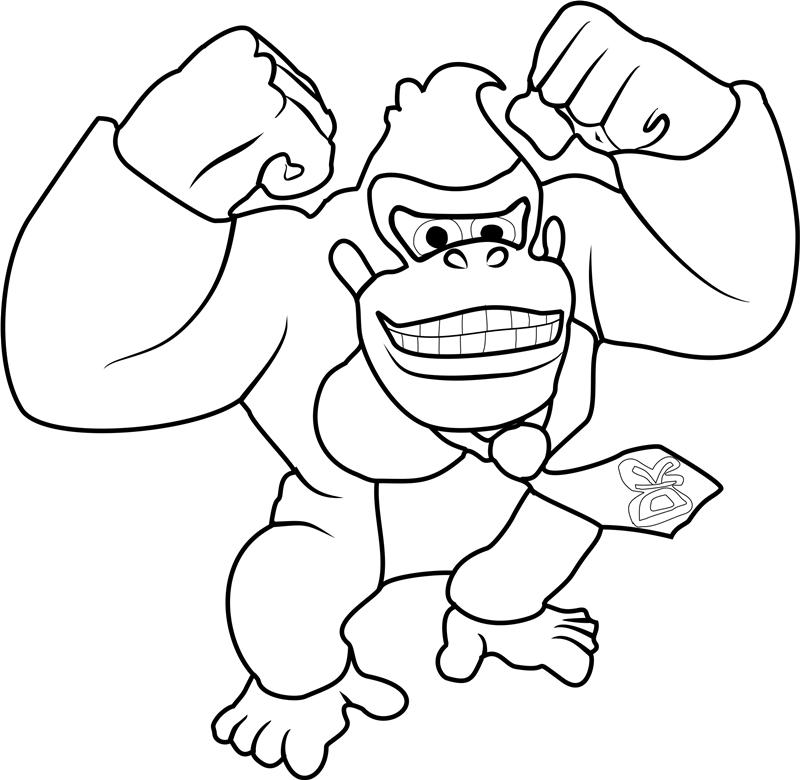 Happy Donkey Kong Coloring Page Free Printable Coloring