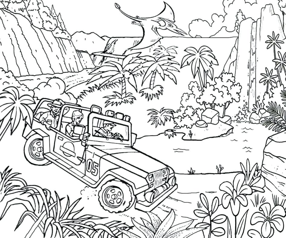 people in jurassic world coloring page free printable