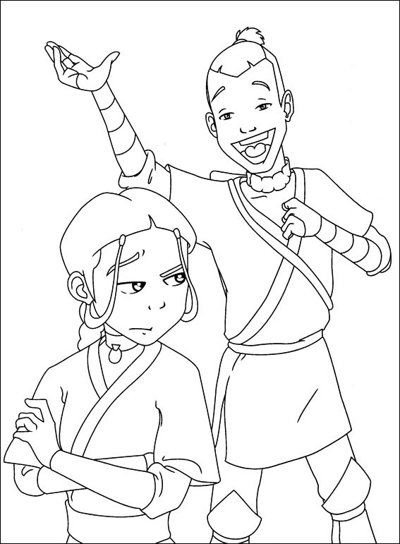 Katara And Sokka Coloring Page - Free Printable Coloring Pages for Kids