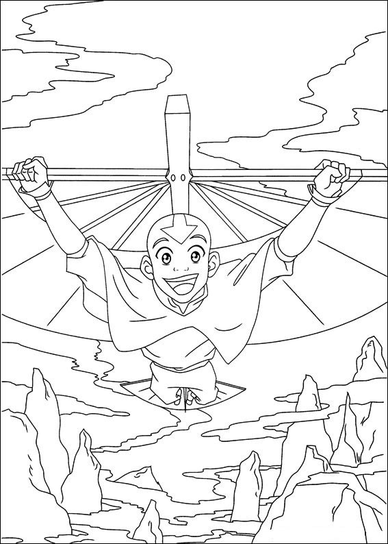 Aang Flying Coloring Page - Free Printable Coloring Pages for Kids