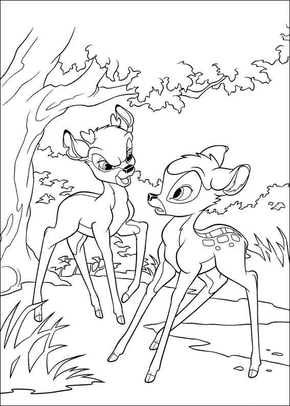 bambi and turtle coloring page