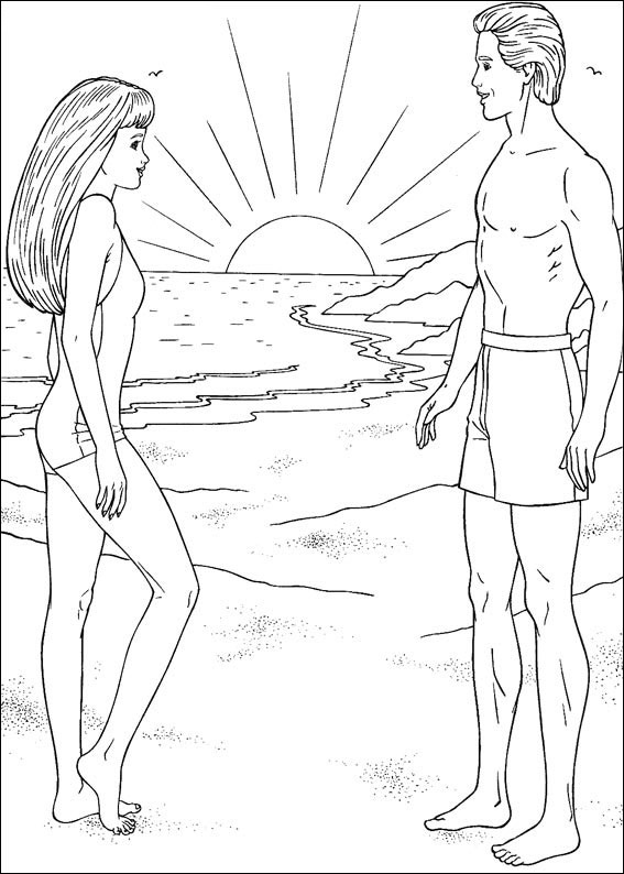 Barbie At The Beach Coloring Page Free Printable