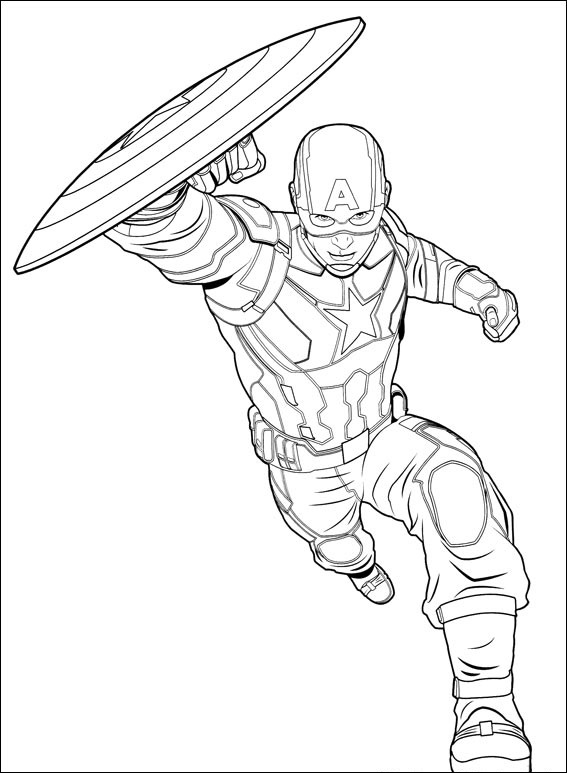 Captain America Running Coloring Page - Free Printable Coloring Pages