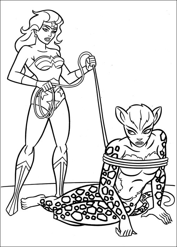 Wonder Woman Tied Up Cheetah Coloring Page - Free Printable Coloring