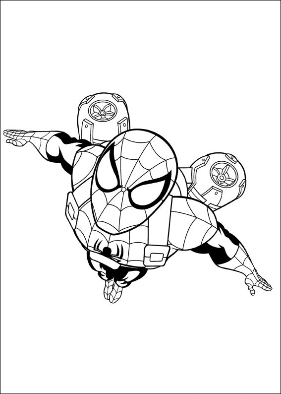 Spiderman Flying Coloring Page - Free Printable Coloring Pages for Kids