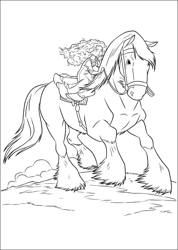 Merida Riding Angus Coloring Page - Free Printable Coloring Pages for Kids