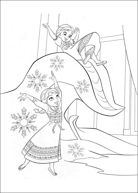 Elsa And Anna Playing Coloring Page - Free Printable Coloring Pages for