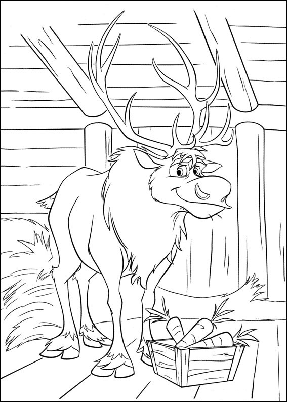 Happy Sven With Carrots Coloring Page - Free Printable Coloring Pages