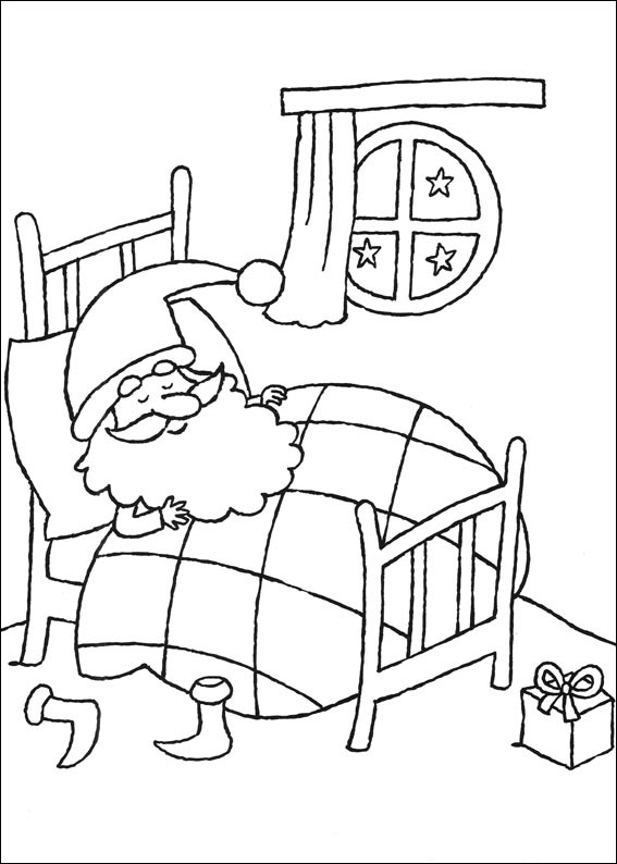 Santa Claus Sleeping Coloring Page - Free Printable Coloring Pages for Kids