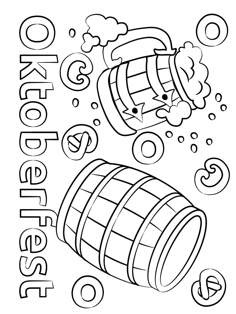 Oktoberfest Beer Barrels Coloring Page - Free Printable Coloring Pages
