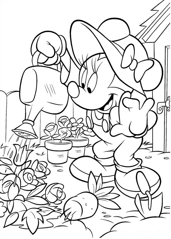 minnie mouse flowers watering coloring printable categories