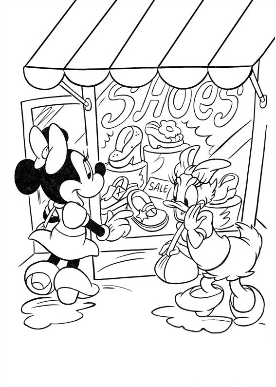 Minnie And Daisy Going Shopping Coloring Page - Free ...