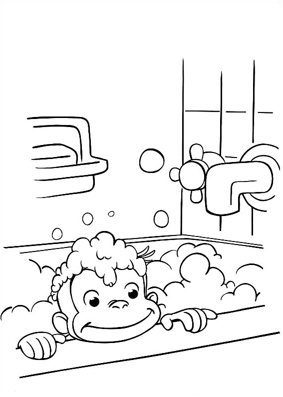 George Taking A Shower Coloring Page - Free Printable Coloring Pages