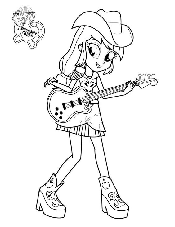 Download Applejack Playing Guitar Coloring Page - Free Printable ...