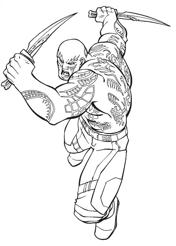Drax Is Fighting Coloring Page Free Printable Coloring 