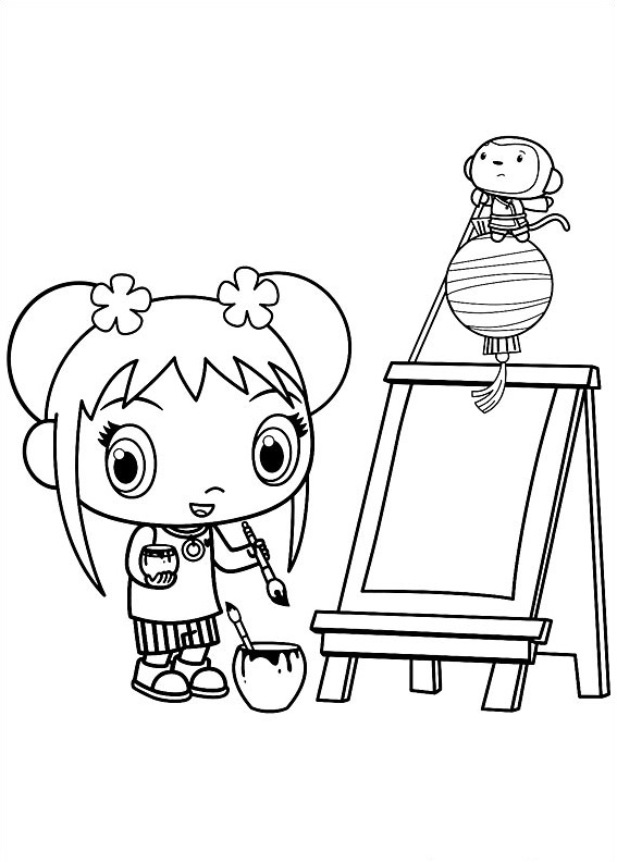 Kai Lan Painting Coloring Page - Free Printable Coloring Pages for Kids