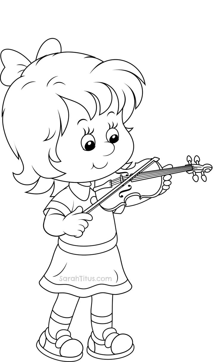 Little Girl Playing Violin Coloring Page - Free Printable Coloring