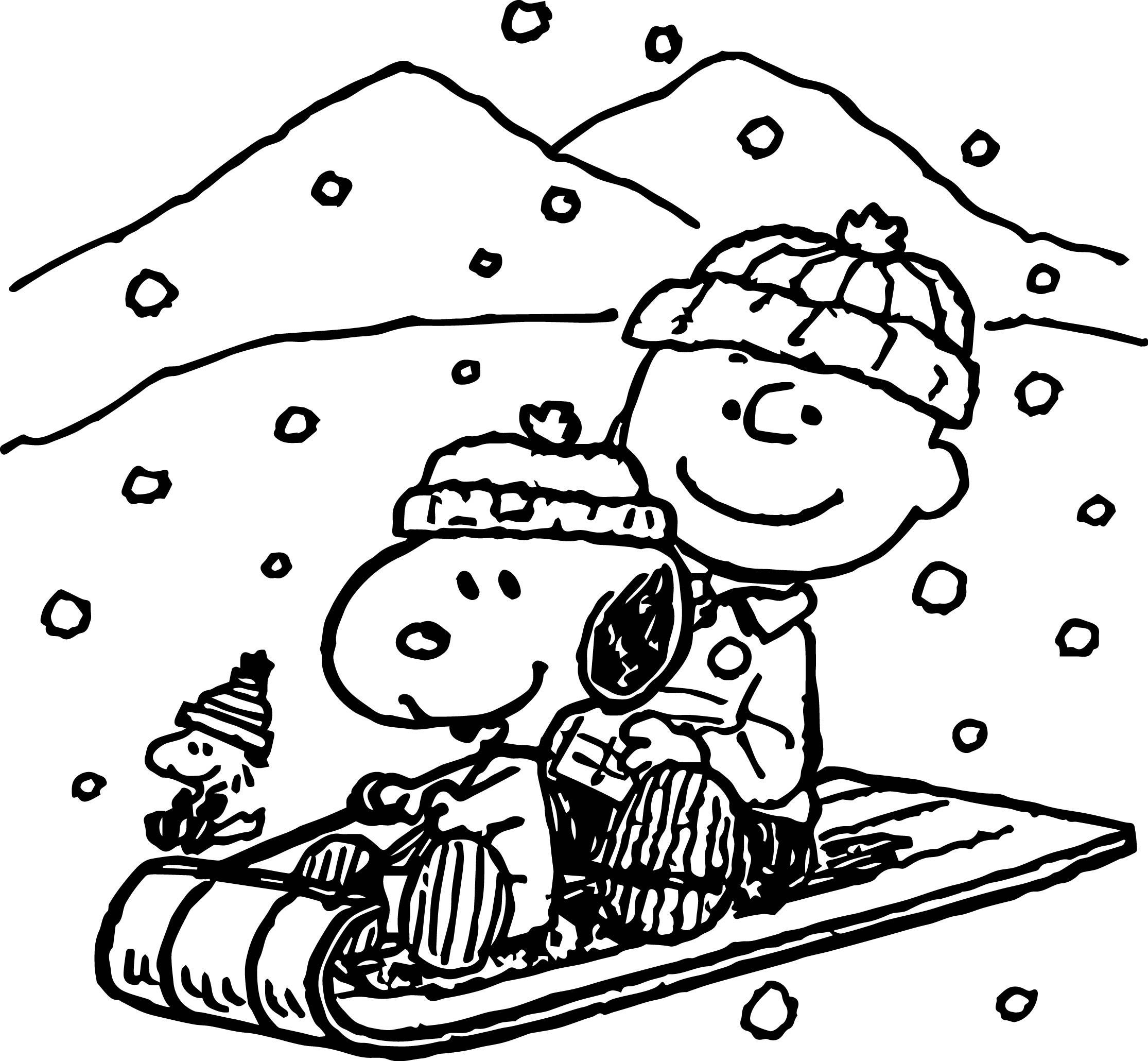 Snoopy snow skating coloring page free printable coloring pages for kids