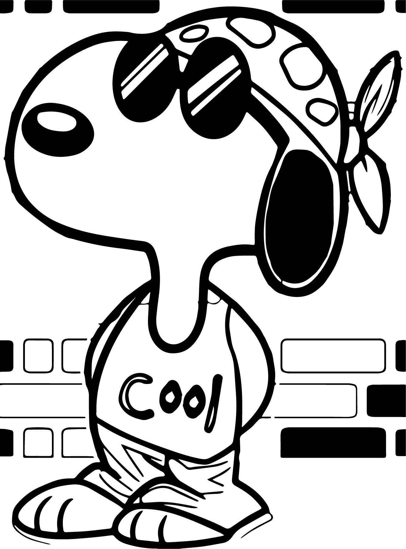 Snoopy Coolest Style Coloring Page Free Printable