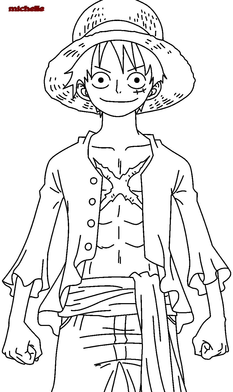 Coloriage One Piece Luffy - Ykumalaxc