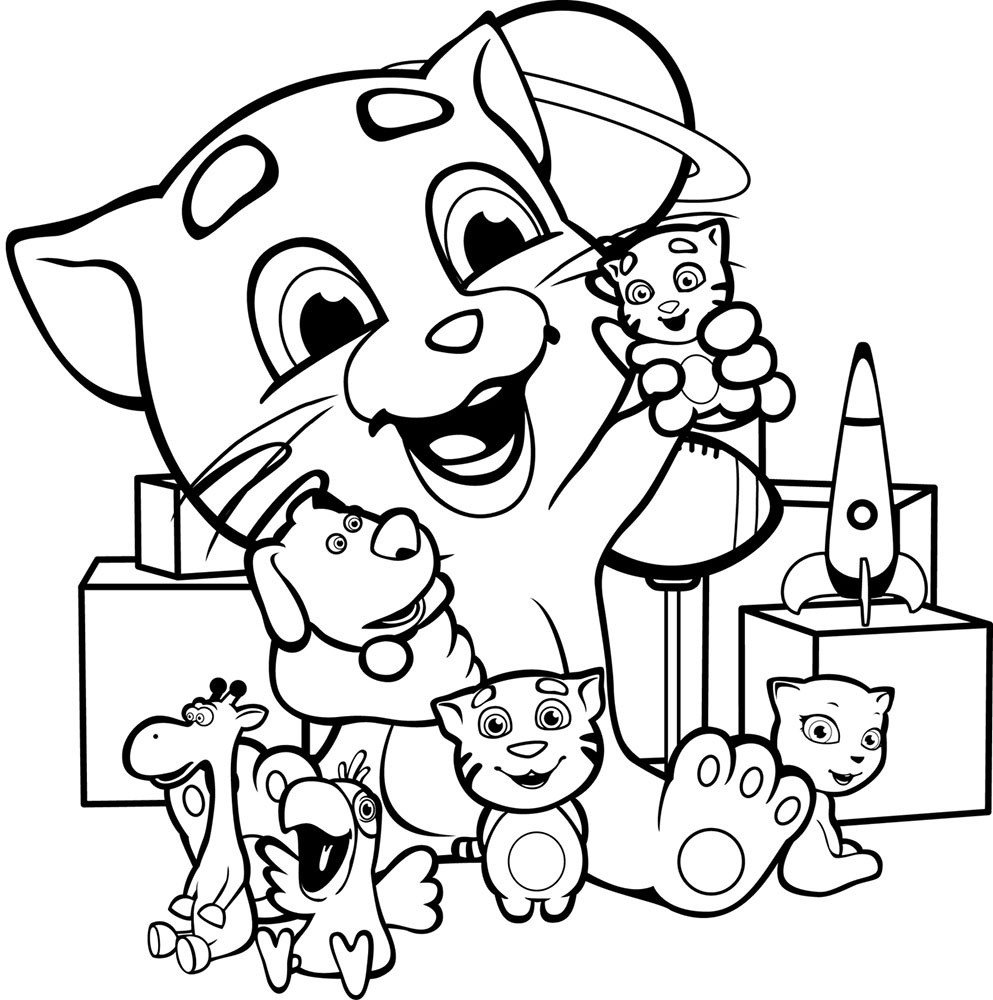 Playing Time With Tom Coloring Page - Free Printable Coloring Pages for