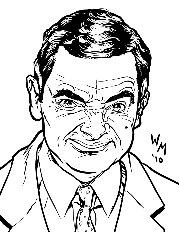 Mr. Bean's Funny Face Coloring Page - Free Printable Coloring Pages for