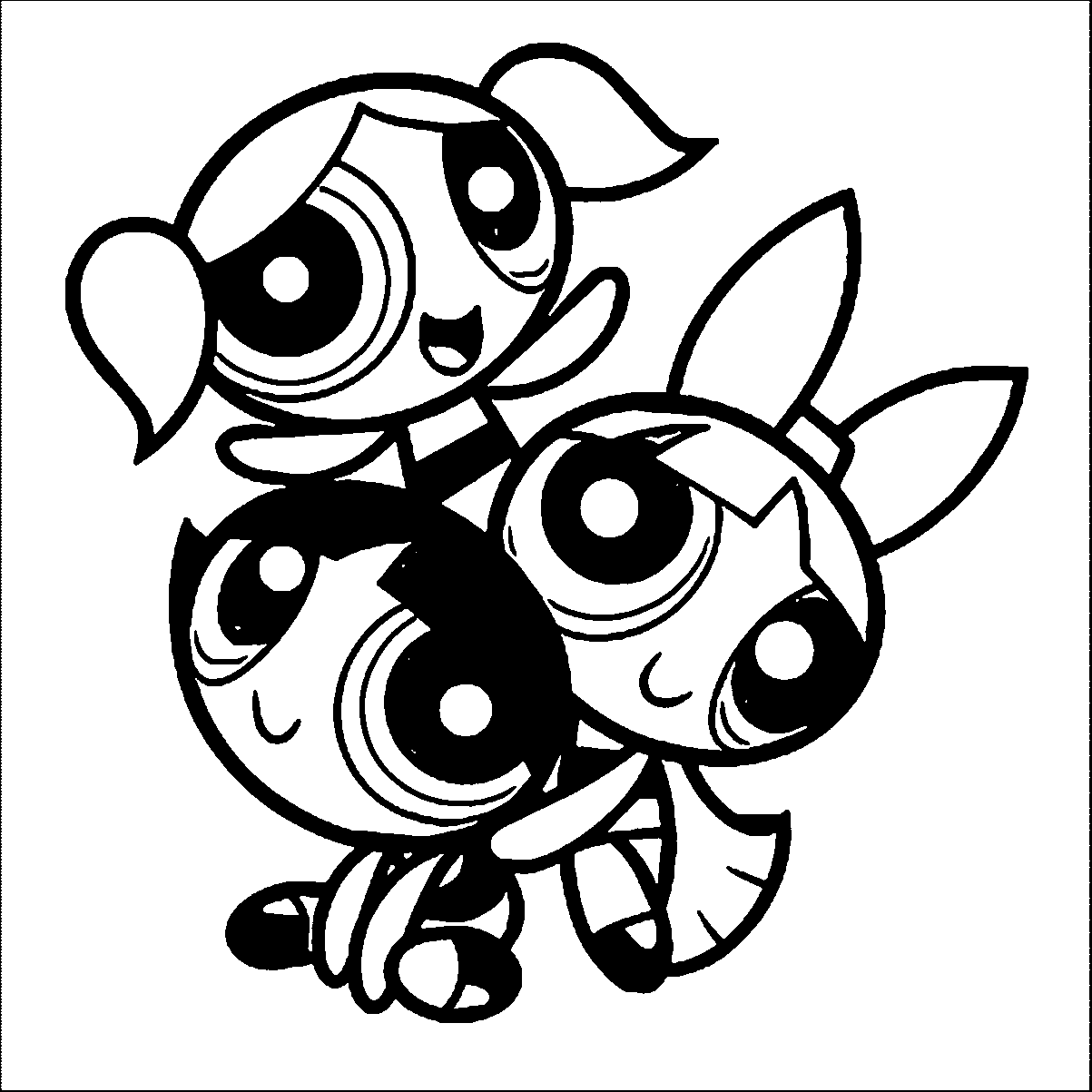 Cute Powerpuff Girls Coloring Page - Free Printable ...