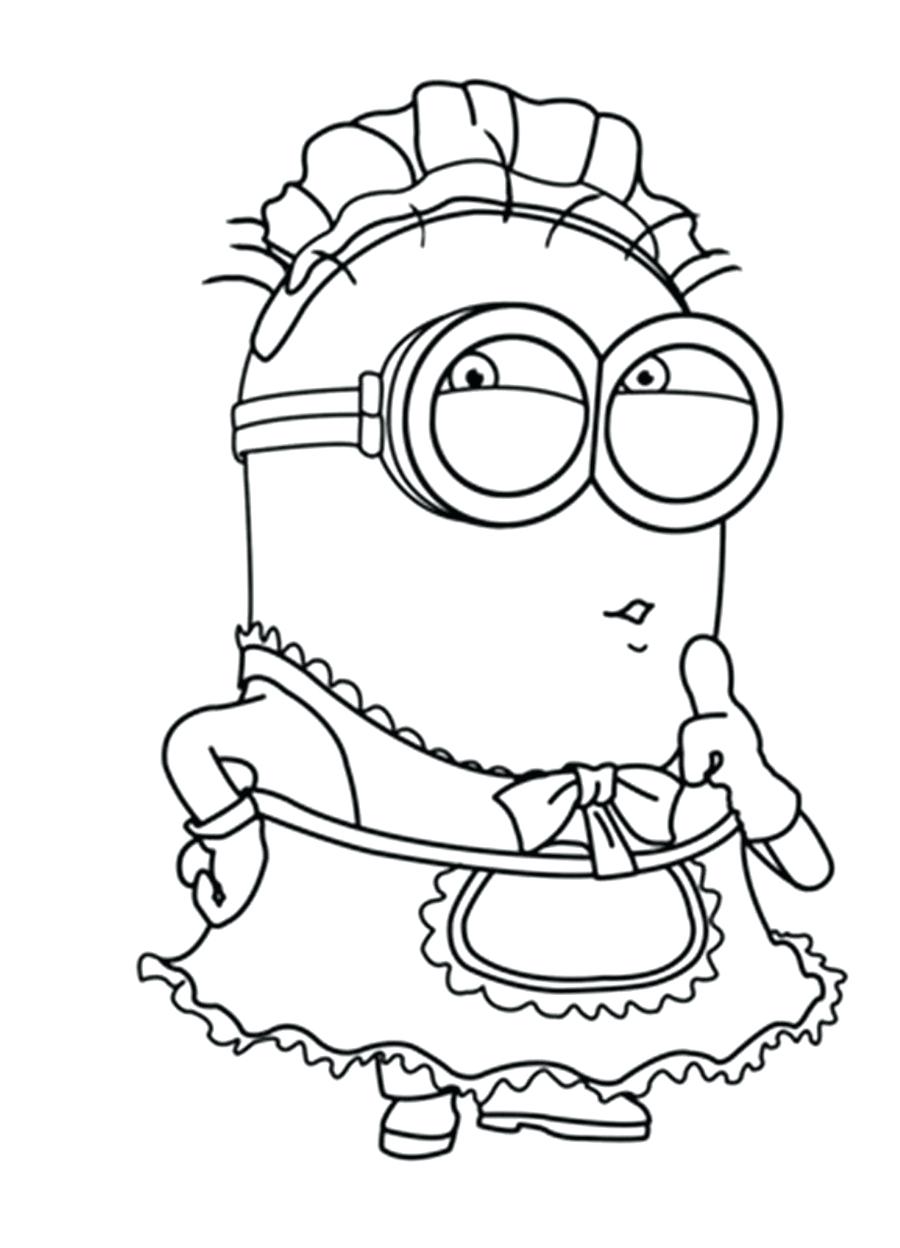 Download Minion With Maid Costume Coloring Page - Free Printable Coloring Pages for Kids